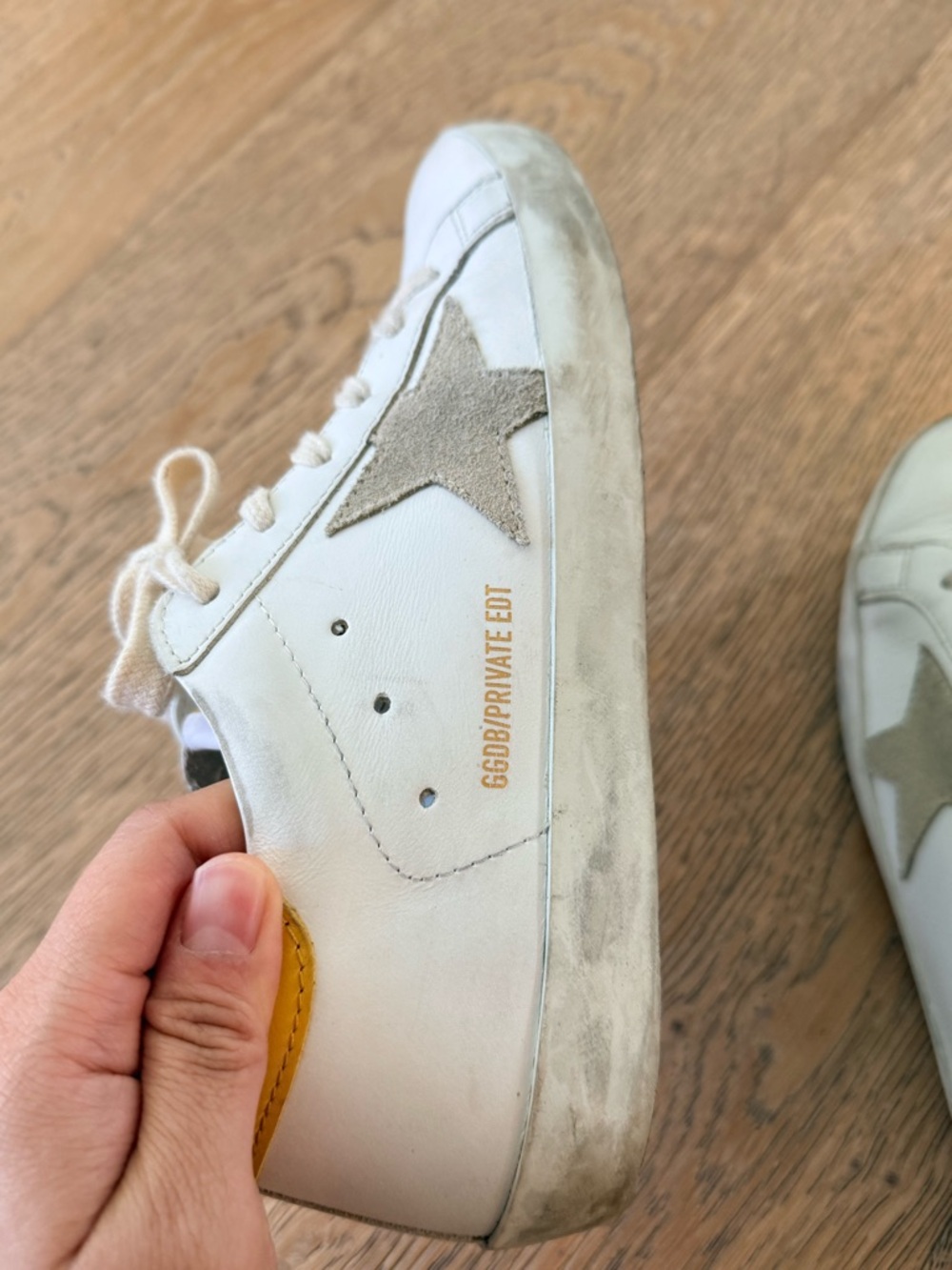 Golden Goose White Sneakers with Yellow Heel Accent - Picture 8 of 9